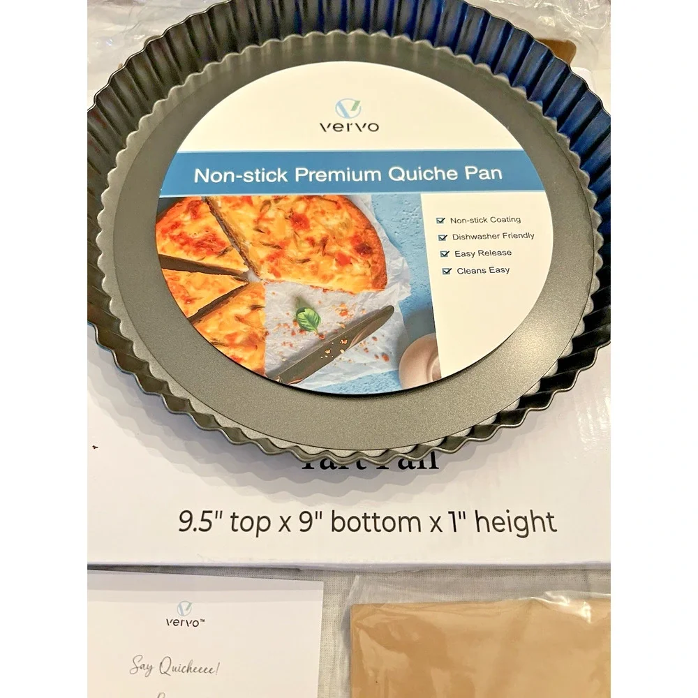 Vervo Tart Pan, Quiche, Pizza, Pies w/ Removable Non-Stick Bottom New in Box
